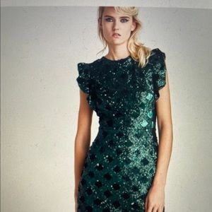 Zara emerald green sequins dress